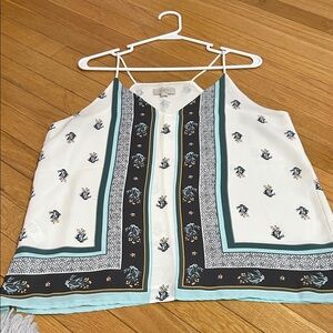 LOFT White and Black Floral Camisole